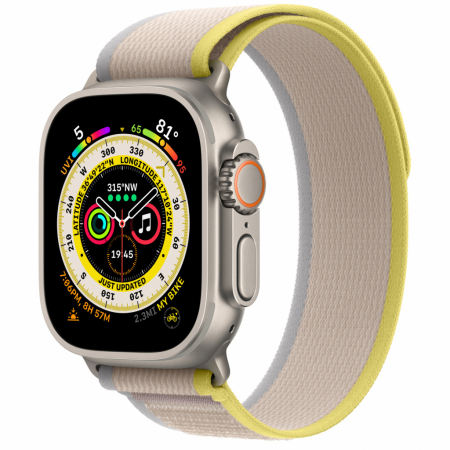 Apple Watch Ultra Cellular, 49mm Titanium Case with Yellow/Beige Trail Loop - M/L [0]