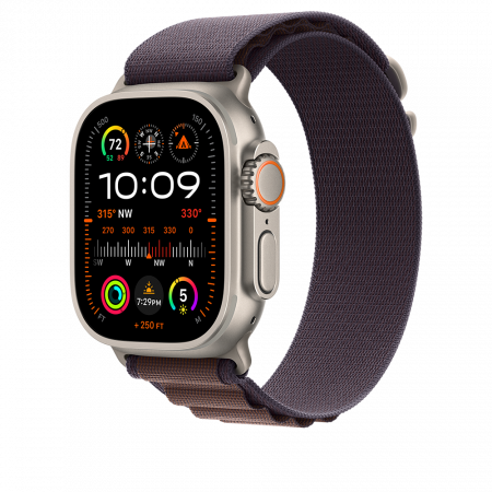 Apple Watch Ultra2 Cellular, 49mm Titanium Case w Indigo Alpine Loop - Small [0]