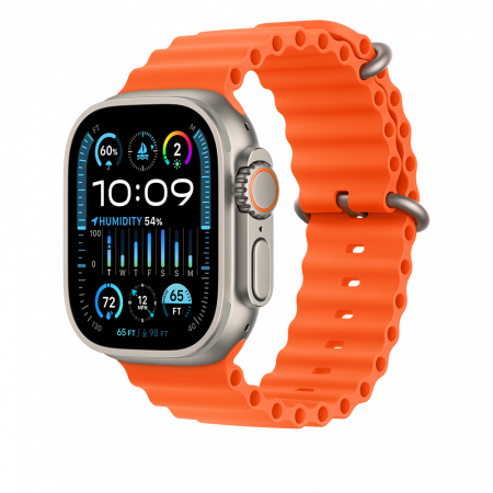 Apple Watch Ultra2 Cellular, 49mm Titanium Case w Orange Ocean Band [0]