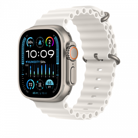 Apple Watch Ultra2 Cellular, 49mm Titanium Case w White Ocean Band [0]