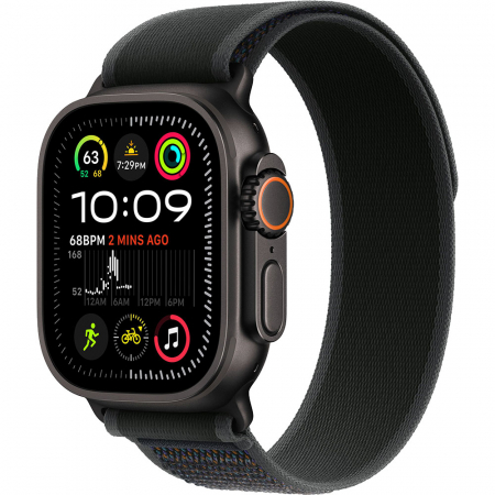 Smart Watch - Apple Watch Ultra2 v2 Cellular 49mm Black Titanium Case with Black Trail Loop - S/M