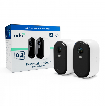 Arlo Essential (Gen.2) 2K Outdoor Security Camera - 2 Camera Kit - White [2]