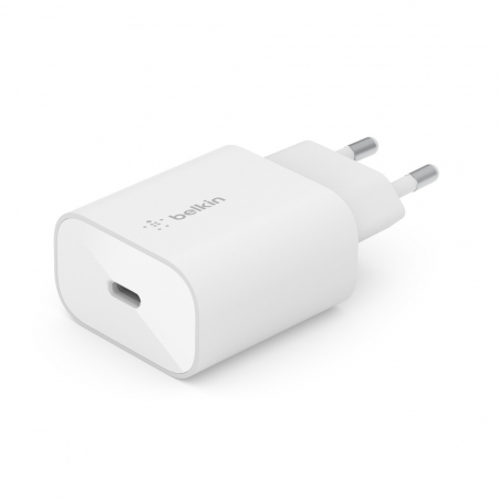 Belkin BOOST CHARGE 25w USB-C PD PPS Single Wall Charger w/ 1m C- Ltg Cable - White [0]