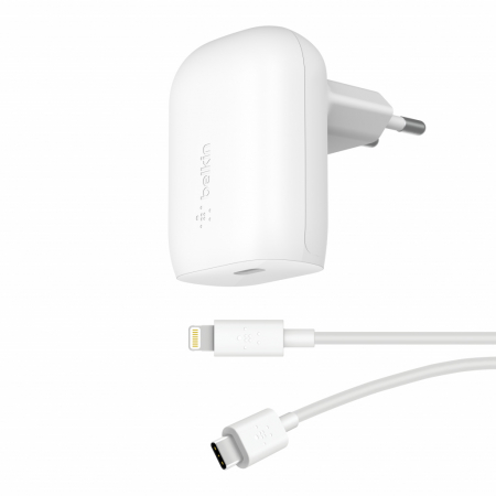 Belkin BOOST CHARGE 30W PD PPS Wall Charger + USB-C Cable with Lightning Connector - White [3]