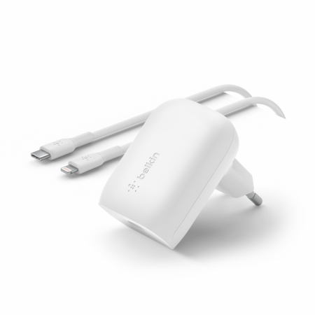 Belkin BOOST CHARGE 30W PD PPS Wall Charger + USB-C Cable with Lightning Connector - White [1]