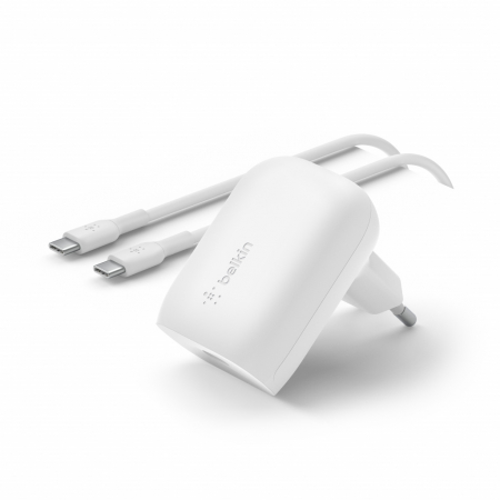 Belkin BOOST CHARGE 30W PD PPS Wall Charger + USB-C to USB-C Cable White [1]
