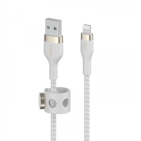 Laptop, Tablete & Telefoane - Belkin BOOST CHARGE PRO Flex USB-A to LTG, Braided Silicone Cable - 1M - White