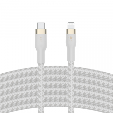 Belkin BOOST CHARGE PRO Flex USB-C to LTG, Braided Silicone Cable - 3M - White [4]