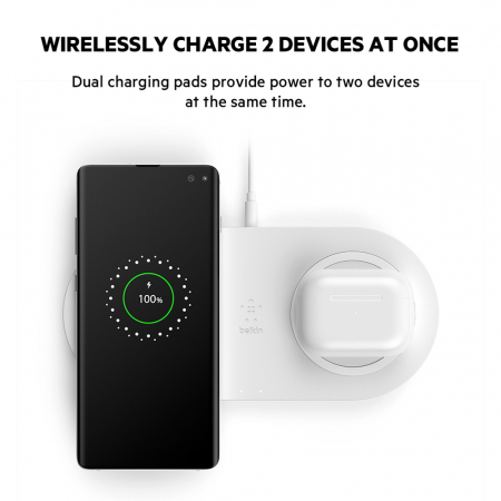 Belkin BOOST CHARGE Qi 15w wireless Charging Dual Pad w PSU (EU Power Supply Included) - White [1]