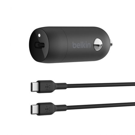 Belkin BoostCharge 30W USB-C Car Charger + USB-C to USB-C cable - Black [0]