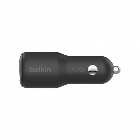 Belkin BoostCharge Dual Car Charger 42W- 30W USB-C PD PPS + 12w USB-A Car Charger - Black [1]