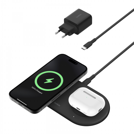 Belkin BOOSTCHARGE PRO 2in1 Qi2 15w Magnetic Charging Pad - Black [0]