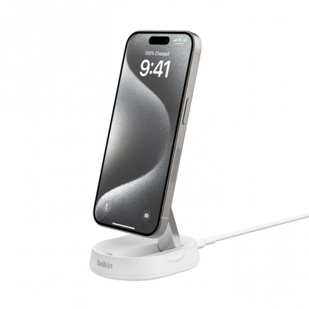Laptop, Tablete & Telefoane - Belkin BOOSTCHARGE PRO Convertible Qi2 15w Magnetic Charging Stand, w/o PSU - White