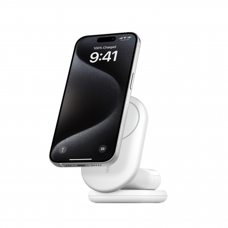 Laptop, Tablete & Telefoane - Belkin BOOSTCHARGE Qi2 15w Magnetic 2in1 Stand - White