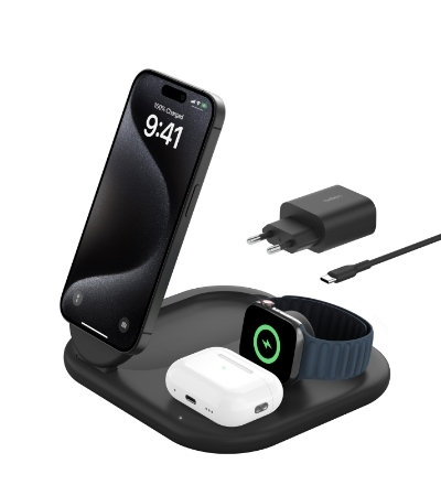 Belkin BOOSTCHARGE Qi2 15w Magnetic 3in1 Stand - Black [0]