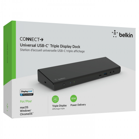 Belkin CONNECT USB C Display Link Dock, Triple display support up to 4K, HDMI, DP, USB C, USB A, GbE, Audio, PD 85w, Mac/PC/Chrome compatible - Black [5]