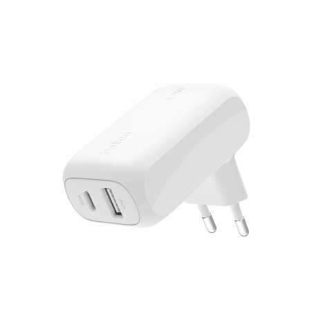 Laptop, Tablete & Telefoane - Belkin Dual Wall Charger 42W - 30W USB-C PD PPS + 12w USB-A - White