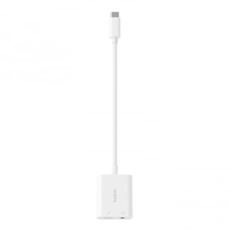Belkin ROCKSTAR 3.5 mm audio + USB-C Charge Adapter - White [1]