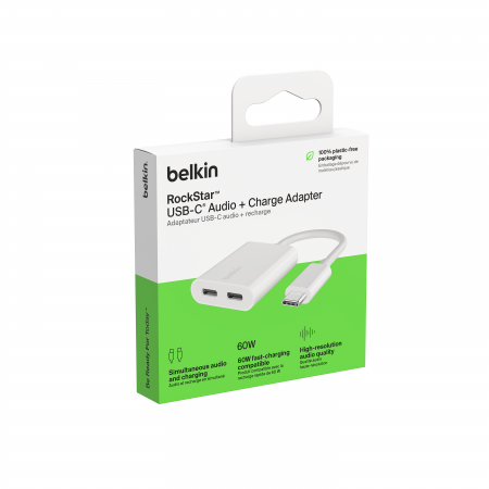 Belkin ROCKSTAR Dual USB-C Audio + Charge Adapter - White [7]