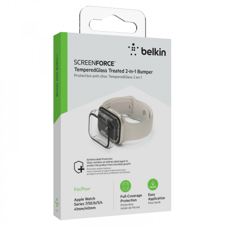 Belkin SCREENFORCE Tempered Curve 2-in-1 Treated Screen Protector + Bumper for Apple Watch Series 8 - Clear [0]