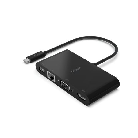 Laptop accesorii - Belkin USB-C Multimedia Adapter (GBE - HDMI - VGA - USB-A) - Black