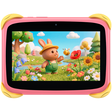 Laptop, Tablete & Telefoane - Blackview Link 1 Kids Mini WiFi6 7-inch 1024x600 HD+ 60Hz RK3562 2.0Hz 3GB+32GB 3000mAh Cam 2MP 5MP Stylus glass protector Handle Stand design Android 16 Sweet Pink