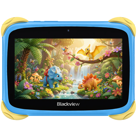 Laptop, Tablete & Telefoane - Blackview Link 1 Kids Mini WiFi6 7-inch 1024x600 HD+ 60Hz RK3562 2.0Hz 3GB+32GB 3000mAh Cam 2MP 5MP Stylus glass protector Handle Stand design Android 16 Brave Blue