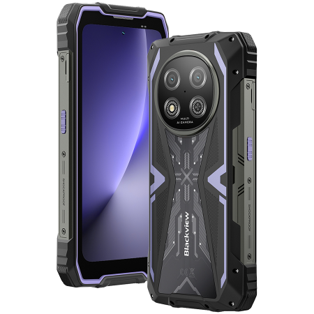 Blackview ROCK 2 5G 6.67-inch HD+ 1640x720 120Hz 12+256GB Unosoc T8100 Octa-Core 2.2GHz 13MP Front 16MP Rear NFC FG MIL-STD-810H 15000mAh Fingerprint Android 16 Purple [1]