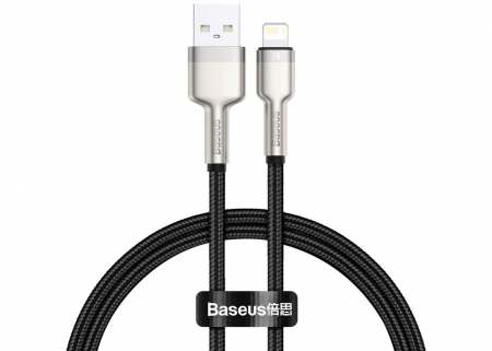 Telefoane & accesorii - CABLU alimentare si date Baseus Cafule Metal, Fast Charging Data Cable pt. smartphone, USB la Lightning Iphone 2.4A, 0.25m, negru \\"CALJK-01\\" (include TV 0.06 lei)