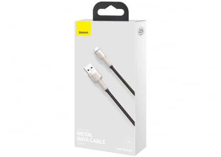 CABLU alimentare si date Baseus Cafule Metal, Fast Charging Data Cable pt. smartphone, USB la Lightning Iphone 2.4A, 0.25m, negru \\"CALJK-01\\" (include TV 0.06 lei) [3]