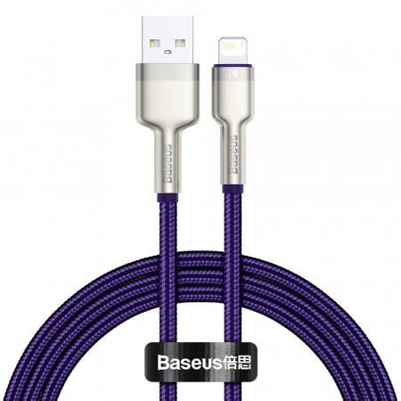 CABLU alimentare si date Baseus Cafule Metal, Fast Charging Data Cable pt. smartphone, USB la Lightning Iphone 2.4A, 1m, violet \\"CALJK-A05\\" [0]