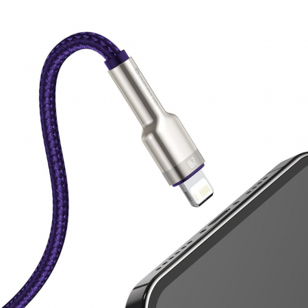 CABLU alimentare si date Baseus Cafule Metal, Fast Charging Data Cable pt. smartphone, USB la Lightning Iphone 2.4A, 1m, violet \\"CALJK-A05\\" [1]