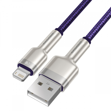 CABLU alimentare si date Baseus Cafule Metal, Fast Charging Data Cable pt. smartphone, USB la Lightning Iphone 2.4A, 2m, violet \\"CALJK-B05\\" [3]