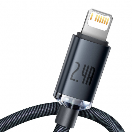 CABLU alimentare si date Baseus Crystal Shine, Fast Charging Data Cable pt. smartphone, USB la Lightning Iphone 2.4A, 1.2m, negru \\"CAJY000001\\" (include timbru verde 0.25 lei) [1]