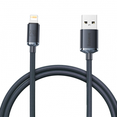 Telefoane & accesorii - CABLU alimentare si date Baseus Crystal Shine, Fast Charging Data Cable pt. smartphone, USB la Lightning Iphone 2.4A, 1.2m, negru \\"CAJY000001\\" (include timbru verde 0.25 lei)