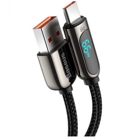 CABLU alimentare si date Baseus Display, Fast Charging Data Cable pt. smartphone, USB la USB Type-C 66W, braided, 1m, negru "CASX020001" (include timbru verde 0.25 lei) [1]