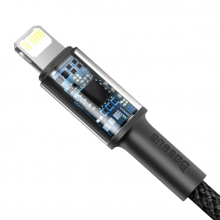 CABLU alimentare si date Baseus High Density Braided, Fast Charging Data Cable pt. smartphone, USB Type-C la Lightning Iphone PD 20W, brodat, 2m, negru \\"CATLGD-A01\\" (include timbru verde 0.25 lei) [2]