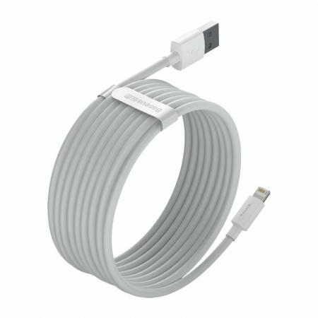 CABLU alimentare si date Baseus Simple Wisdom, Fast Charging Data Cable pt. smartphone, KIT 2 x USB la Lightning Iphone 2.4A, 1.5m, alb \\"TZCALZJ-02\\" (include timbru verde 0.25 lei) [2]