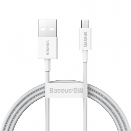 Telefoane & accesorii - CABLU alimentare si date Baseus Superior, Fast Charging Data Cable pt. smartphone, USB la Micro-USB 2A, 1m, alb \\"CAMYS-01\\" (include TV 0.06 lei)