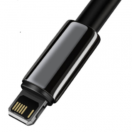 CABLU alimentare si date Baseus Tungsten Gold, Fast Charging Data Cable pt. smartphone, USB la Lightning Iphone 2.4A, brodat, 2m, rezistent zgarieturi, negru \\"CALWJ-A01\\" (include timbru verde 0.25 [1]