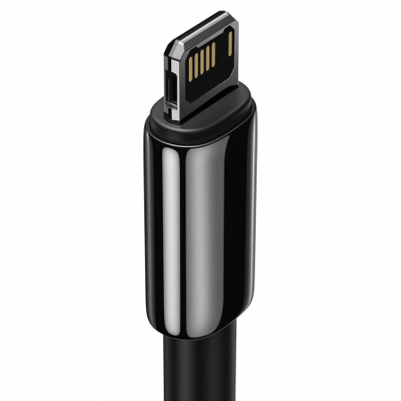 CABLU alimentare si date Baseus Tungsten Gold, Fast Charging Data Cable pt. smartphone, USB la Lightning Iphone 2.4A, brodat, 2m, rezistent zgarieturi, negru \\"CALWJ-A01\\" (include timbru verde 0.25 [2]