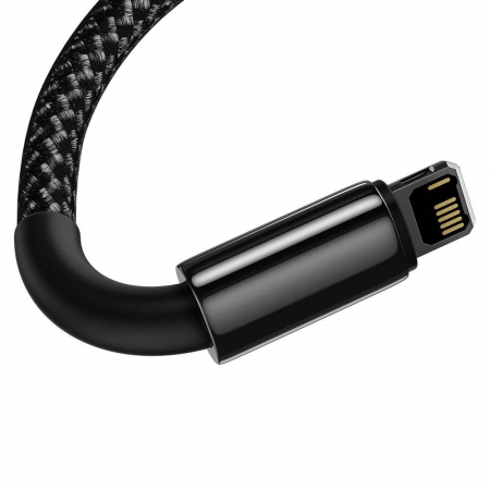 CABLU alimentare si date Baseus Tungsten Gold, Fast Charging Data Cable pt. smartphone, USB la Lightning Iphone 2.4A, brodat, 2m, rezistent zgarieturi, negru \\"CALWJ-A01\\" (include timbru verde 0.25 [3]
