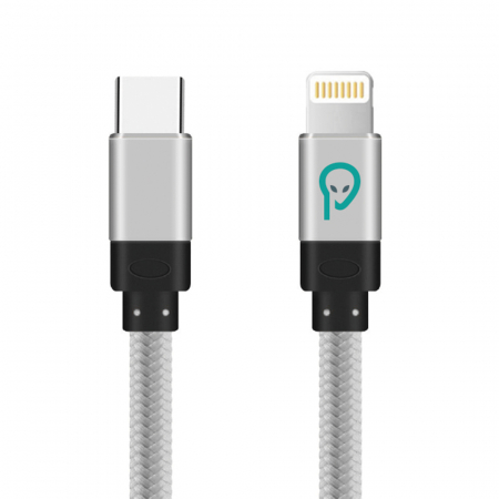 Tablete & accesorii - CABLU alimentare si date SPACER, pt. smartphone, USB Type-C (T) la Iphone Lightning (T), braided, retail pack, 1m, silver "SPDC-LIGHT-TYPEC-BRD-SL-1.0" (include TV 0.06 lei)