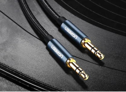 Telefoane & accesorii - CABLU audio Ugreen, \\"AV112\\" stereo (3.5 mm jack T/T), conectori auriti, 1m, braided, albastru \\"60179\\" (include TV 0.18lei) - 6957303861798