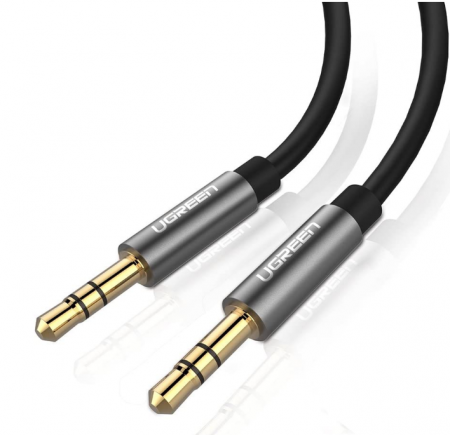 Telefoane & accesorii - CABLU audio Ugreen, "AV119" stereo 3.5 mm jack (T) la 3.5 mm jack (T), 5m, conectori auriti, negru "10737" (include TV 0.18lei) - 6957303817375