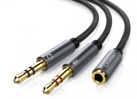 Telefoane & accesorii - CABLU audio Ugreen, "AV140" stereo 2 x 3.5 mm jack (T) la 3.5 mm jack (M), 0.20 m, conectori auriti, negru "20899" (include TV 0.18lei) - 6957303828999