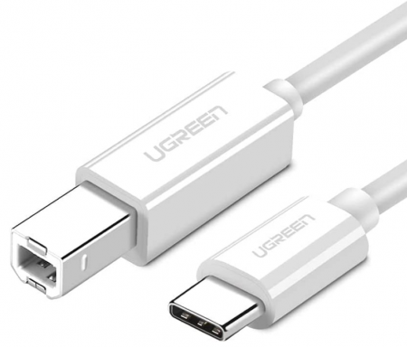 CABLU USB Ugreen pt. imprimanta, "US241" USB Type-C (T) la USB 2.0 Type-B (T), 1m, alb, "40560" (include TV 0.06 lei) - 6957303845606 [0]