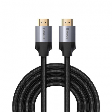 Cabluri - CABLU video Baseus Enjoyment, HDMI (T) la HDMI (T), rezolutie maxima 4K UHD (3840 x 2160) la 60 Hz, conectori auriti, brodat, 3m, gri \\"CAKSX-D0G\\" (include TV 0.8lei)