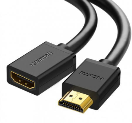 Cabluri - CABLU video prelungitor Ugreen, "HD107" HDMI (T) la HDMI (M), rezolutie maxima 4K UHD (3840 x 2160) la 60 Hz, conectori auriti, 3m, negru "10145" (include TV 0.15 lei) - 6957303811458