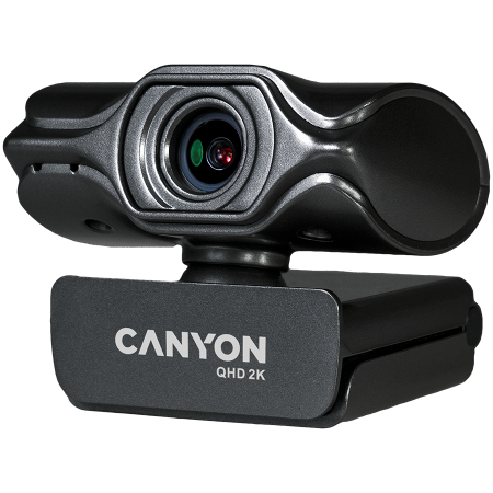CANYON C6, 2k Ultra full HD 3.2Mega webcam with USB2.0 connector, built-in MIC, IC SN5262, Sensor Aptina 0330, viewing angle 80°, with tripod, cable length 2.0m, Grey, 61.1*47.7*63.2mm, 0.182kg [1]